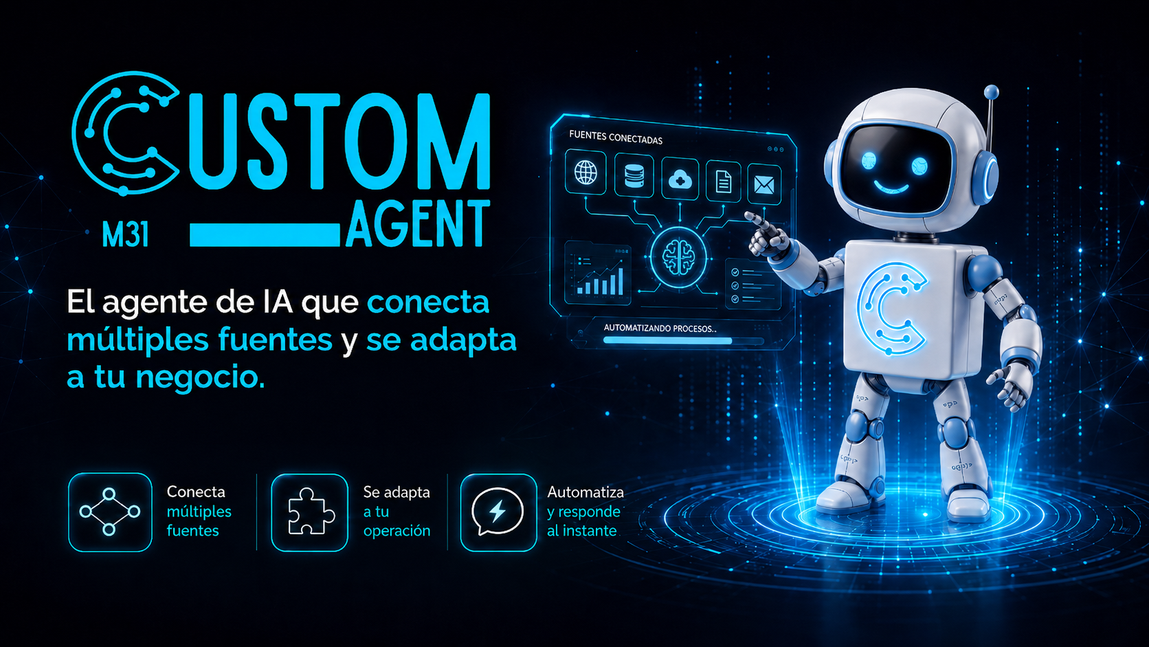 Presentación visual de M31 Custom Agent