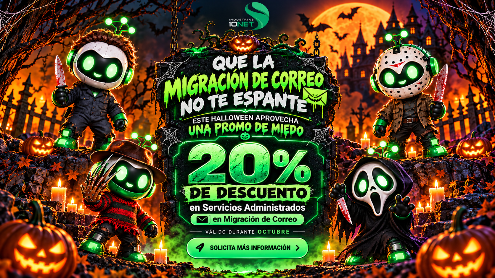 Halloween: 20% de descuento en servicios administrados de migraci&oacute;n de correo durante octubre.